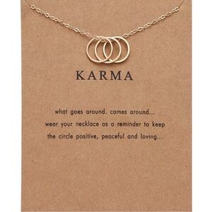 NEW Three Ring Karma Necklace, Dainty, Gold Plated Jewelry
